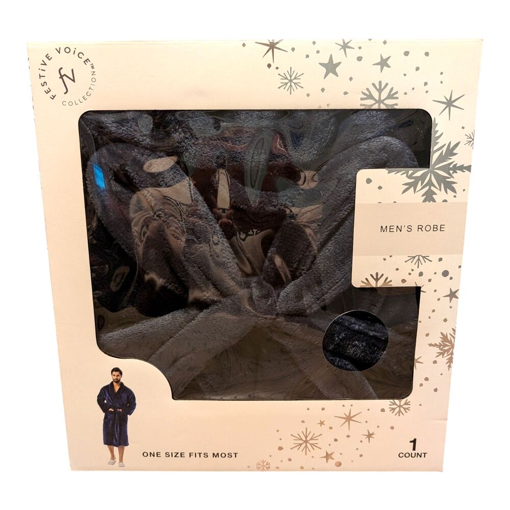 Modern Expressions Men’s Robe Navy Blue One Size Fits Most New